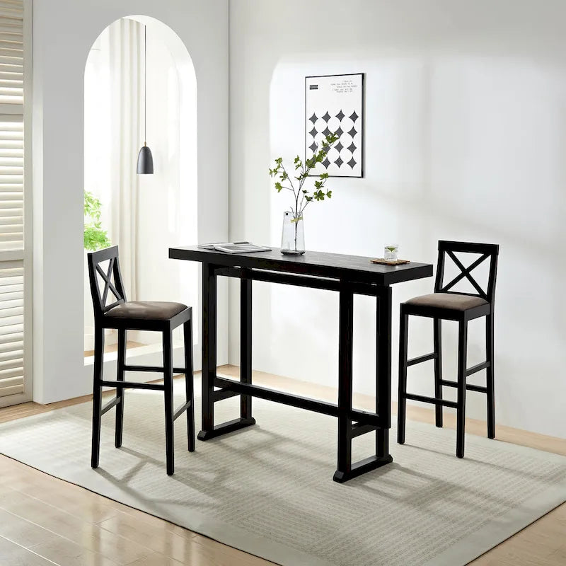 Tall Bar Table with Footrest and Adjustable Feet