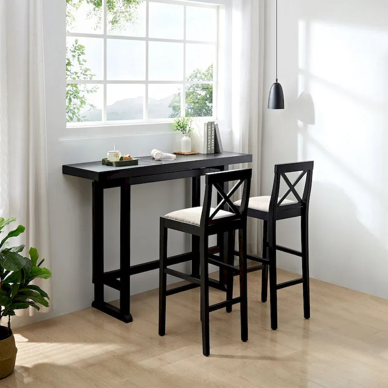 Tall Bar Table with Footrest and Adjustable Feet
