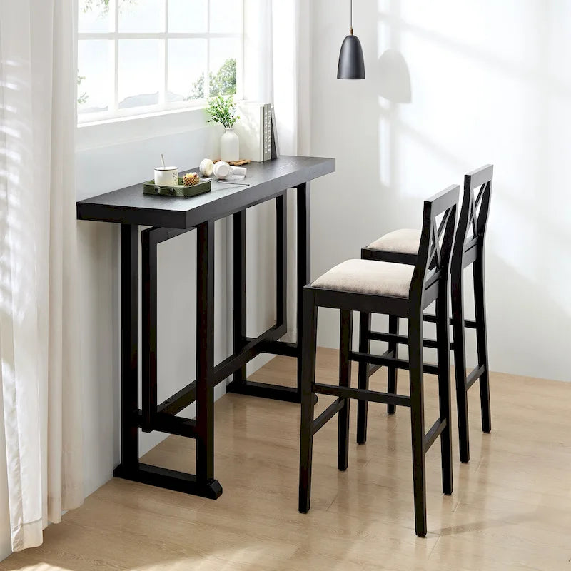 Tall Bar Table with Footrest and Adjustable Feet