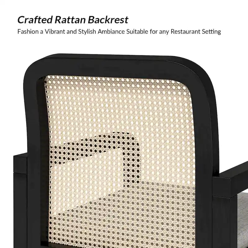 6er-Set Esszimmerstühle mit Rattan-Rückenlehne und abnehmbaren Polstern