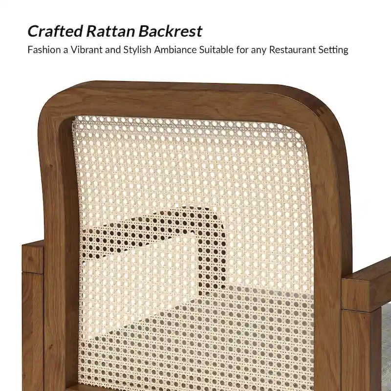 6er-Set Esszimmerstühle mit Rattan-Rückenlehne und abnehmbaren Polstern