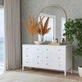 Wide 6-Drawer Wood Dresser with Antique Finish