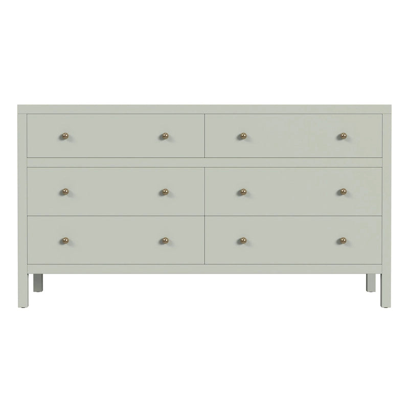Wide 6-Drawer Wood Dresser with Antique Finish