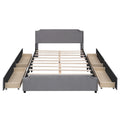 Letto a piattaforma queen size in velluto con bordino borchiato e quattro cassetti