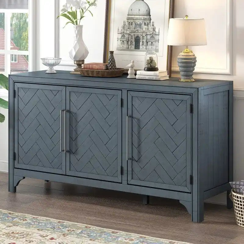 Three-Door Sideboard Cabinet with Pine Veneer