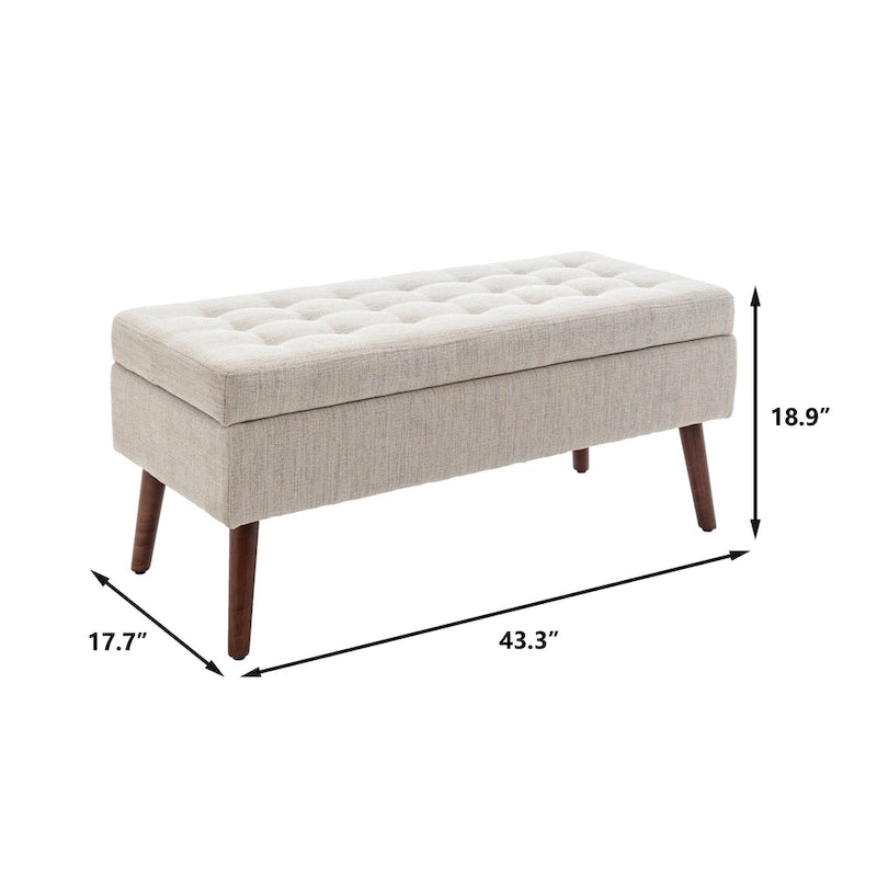 Banc de lit en lin avec rangement