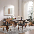 Set of 4 Wood and Faux Leather Swivel Chairs