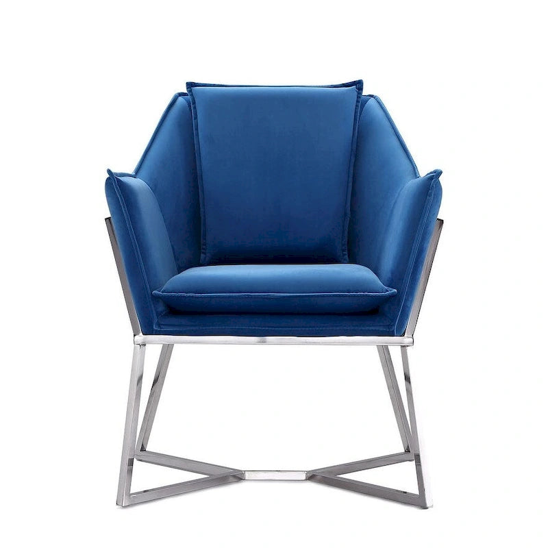 Fauteuil décoratif géométrique en velours avec cadre métallique