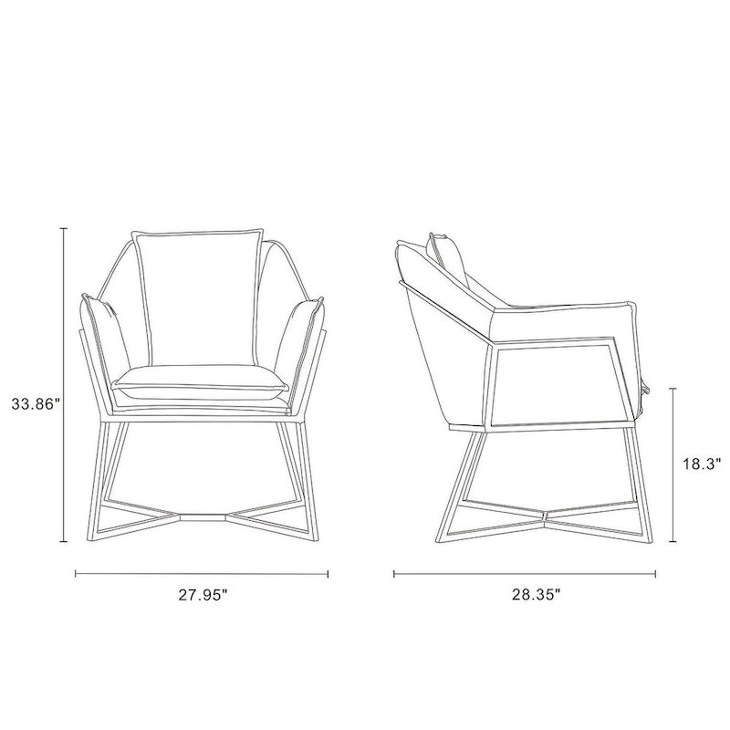 Fauteuil décoratif géométrique en velours avec cadre métallique