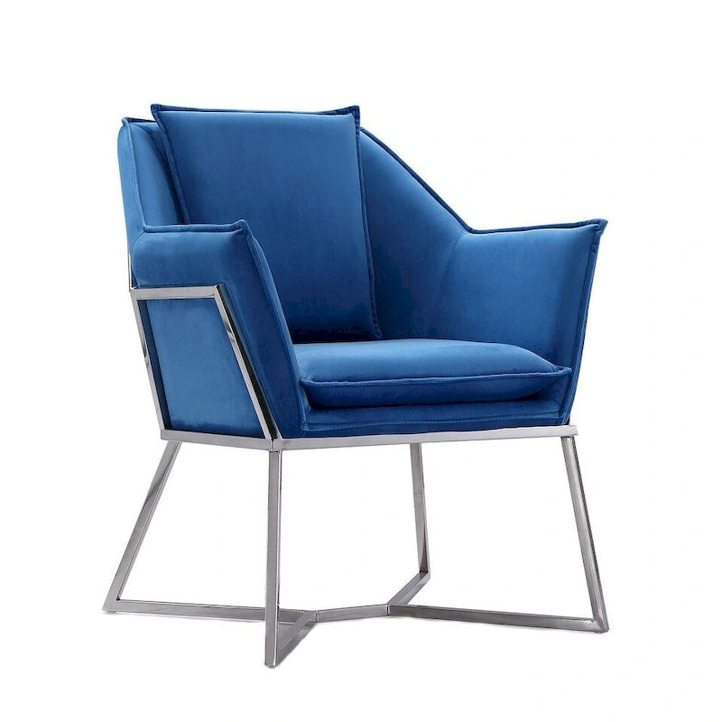 Geometric Velvet Accent Chair with Metal Frame