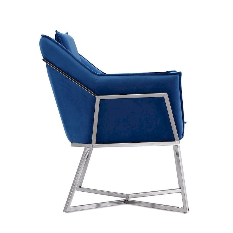 Fauteuil décoratif géométrique en velours avec cadre métallique