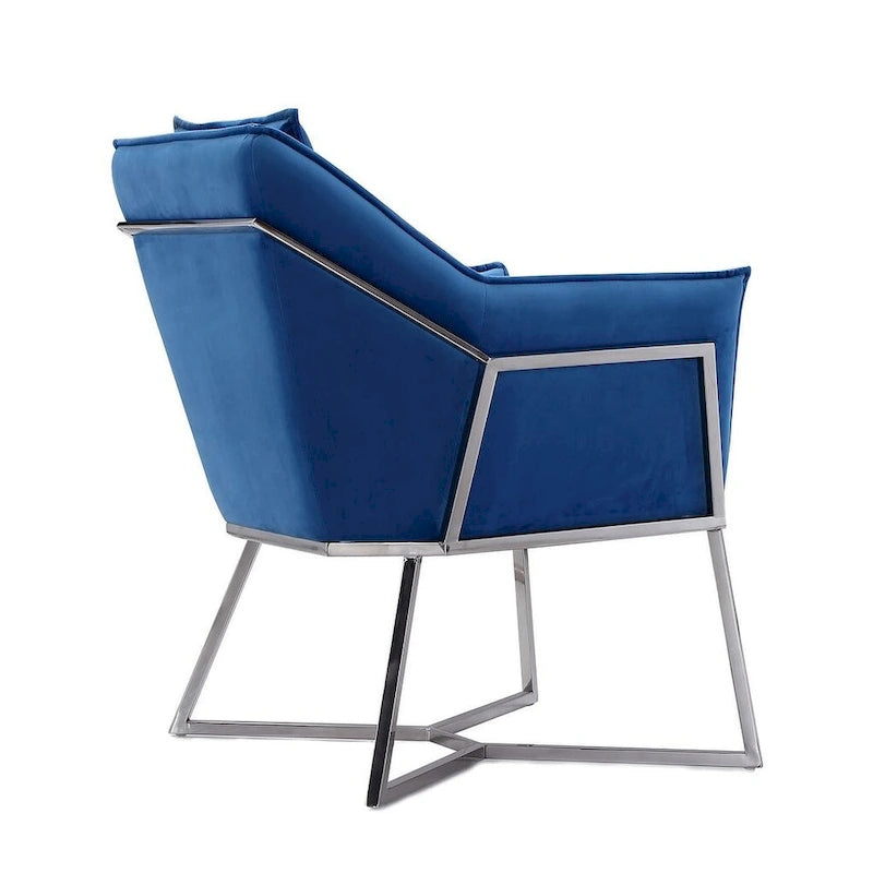 Fauteuil décoratif géométrique en velours avec cadre métallique