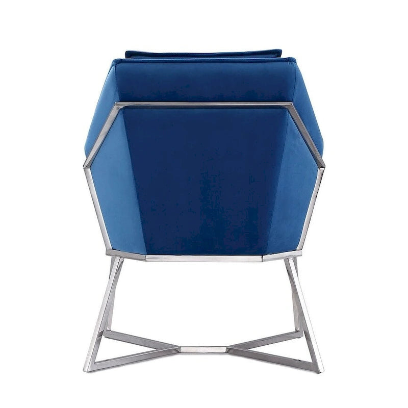 Fauteuil décoratif géométrique en velours avec cadre métallique