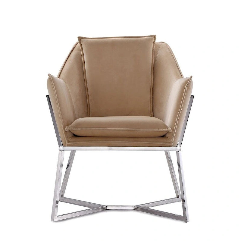 Fauteuil décoratif géométrique en velours avec cadre métallique