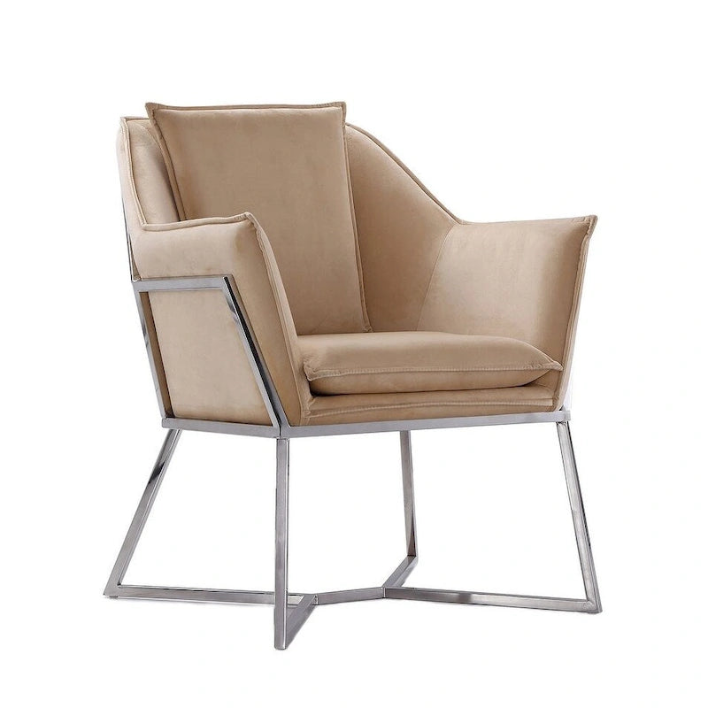 Fauteuil décoratif géométrique en velours avec cadre métallique