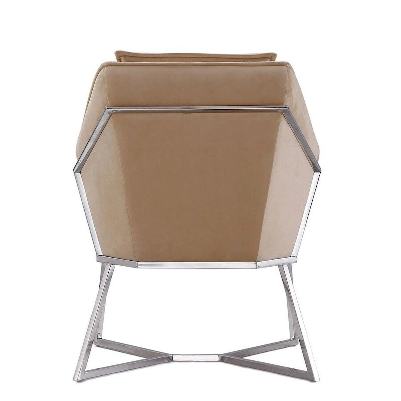 Fauteuil décoratif géométrique en velours avec cadre métallique
