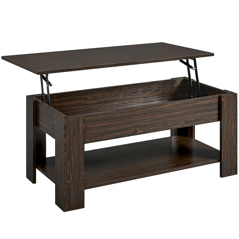38.6-Inch Lift-Top Coffee Table with Storage Shelf