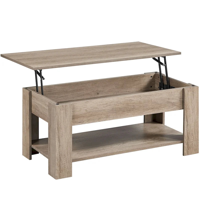 38.6-Inch Lift-Top Coffee Table with Storage Shelf