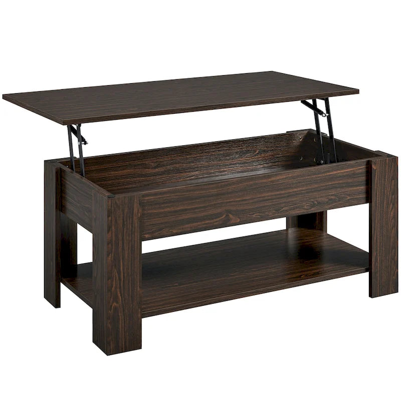 38.6-Inch Lift-Top Coffee Table with Storage Shelf