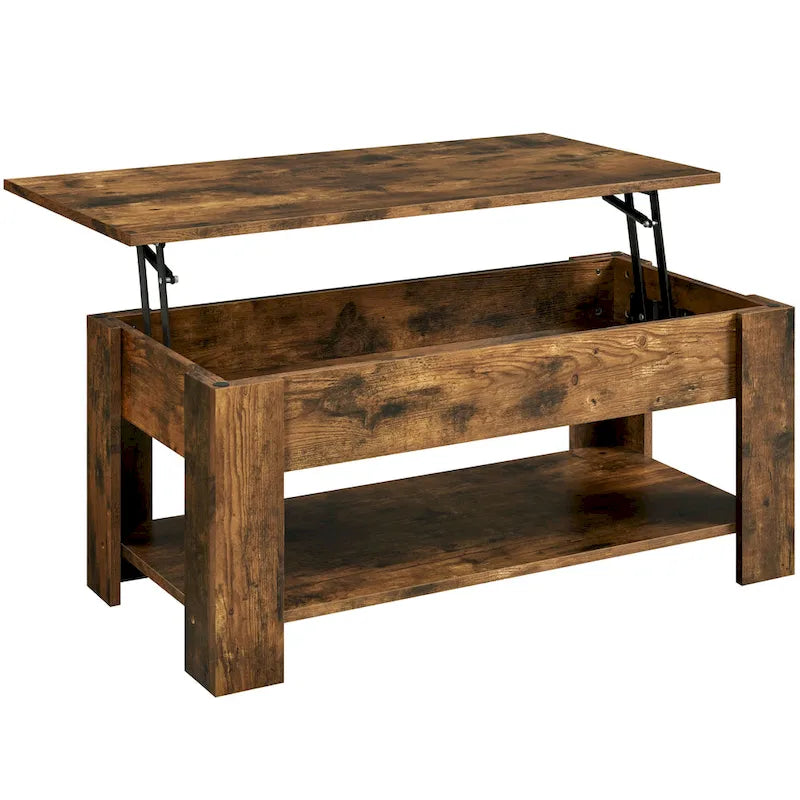 38.6-Inch Lift-Top Coffee Table with Storage Shelf