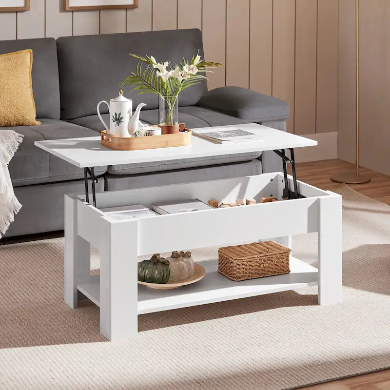 38.6-Inch Lift-Top Coffee Table with Storage Shelf