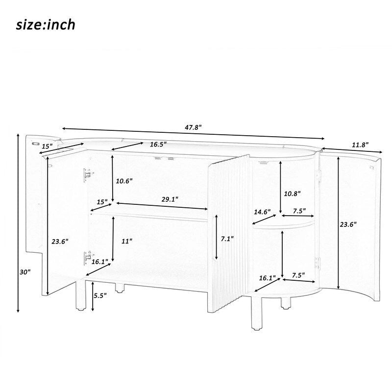 Light Luxury Sideboard with Adjustable Shelves and Large Storage Space