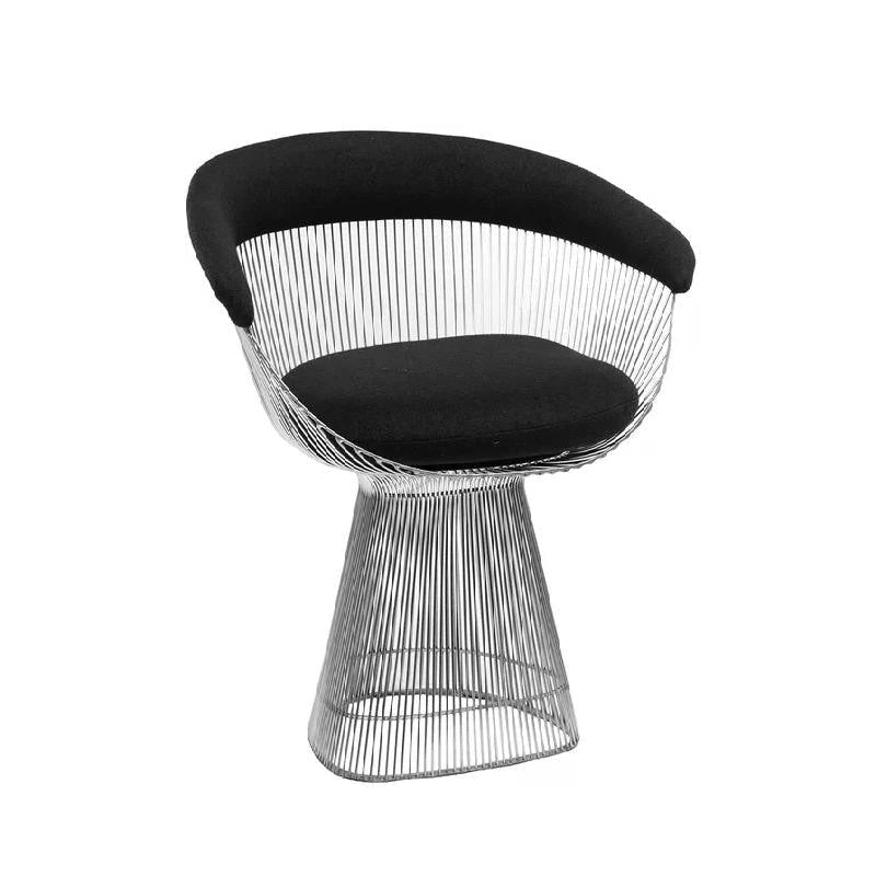 Black Upholstered Dining Chair with Stainless Steel Frame