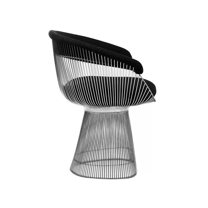Black Upholstered Dining Chair with Stainless Steel Frame