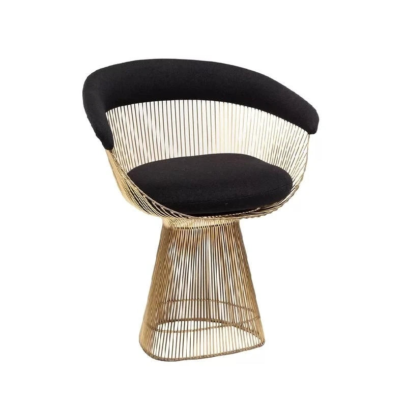 Black Upholstered Dining Chair with Stainless Steel Frame