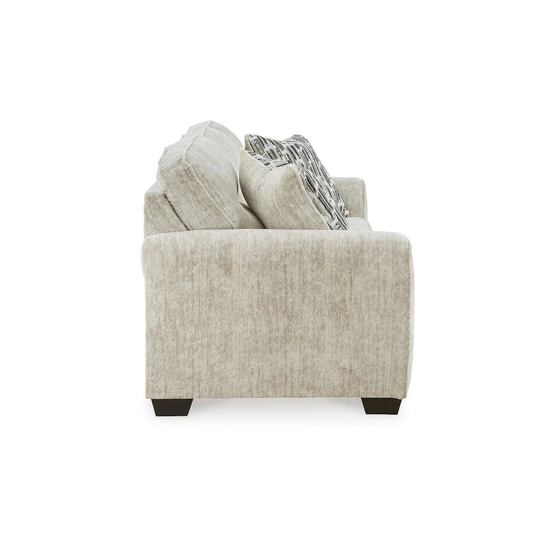 Parchment Upholstered Sofa with Accent Pillows, 90 in.