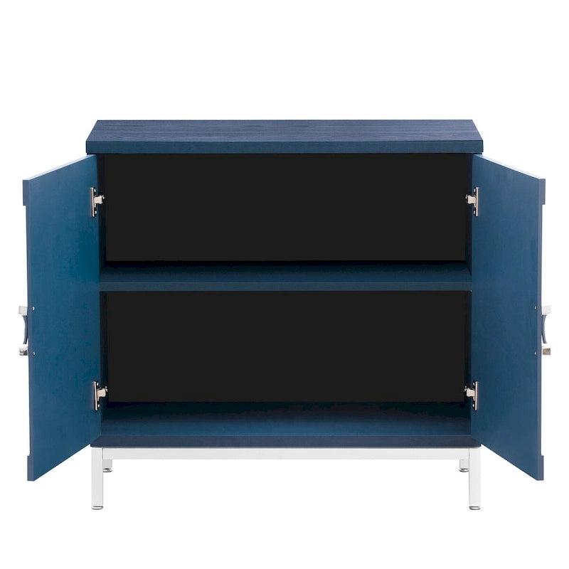 Storage Cabinet Accent Cabinet with Solid Wood Veneer and Metal Leg Frame for Living Room, Entryway