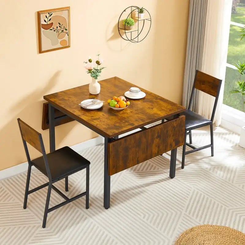 Tavolo da pranzo pieghevole in stile industriale vintage, tavolo rettangolare allungabile in legno con ribalta per cucina, soggiorno e sala da pranzo