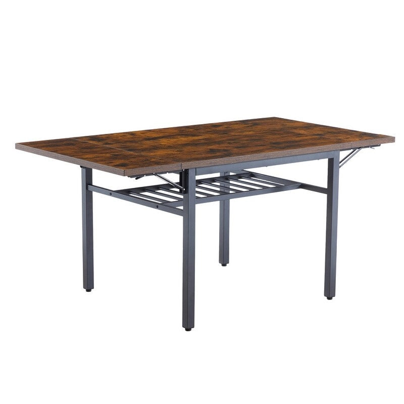 Tavolo da pranzo pieghevole in stile industriale vintage, tavolo rettangolare allungabile in legno con ribalta per cucina, soggiorno e sala da pranzo