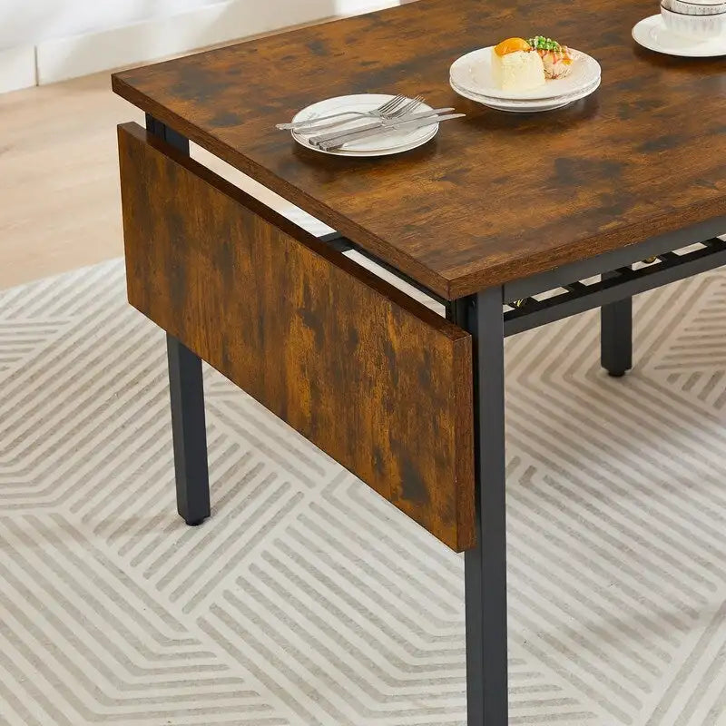 Tavolo da pranzo pieghevole in stile industriale vintage, tavolo rettangolare allungabile in legno con ribalta per cucina, soggiorno e sala da pranzo