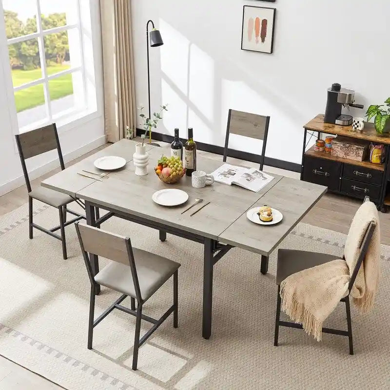 Tavolo da pranzo pieghevole in stile industriale vintage, tavolo rettangolare allungabile in legno con ribalta per cucina, soggiorno e sala da pranzo