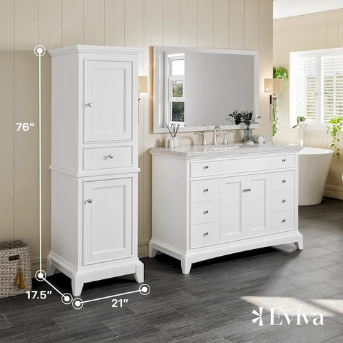 24-Inch White Freestanding Linen Cabinet