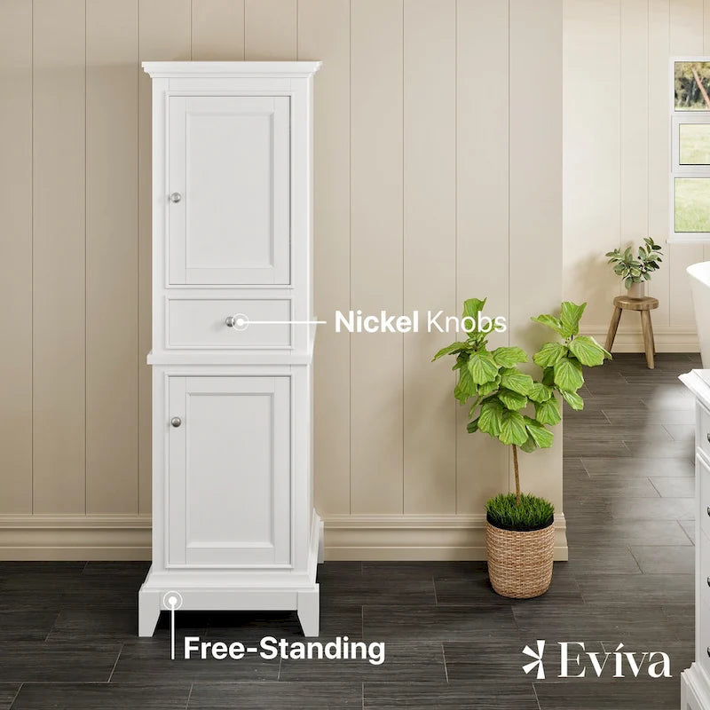 24-Inch White Freestanding Linen Cabinet