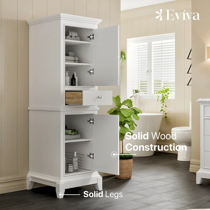 24-Inch White Freestanding Linen Cabinet
