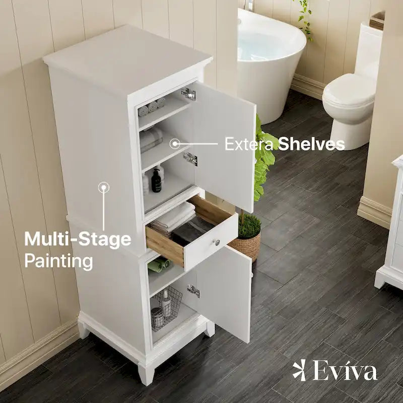 24-Inch White Freestanding Linen Cabinet