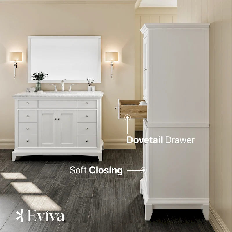 24-Inch White Freestanding Linen Cabinet