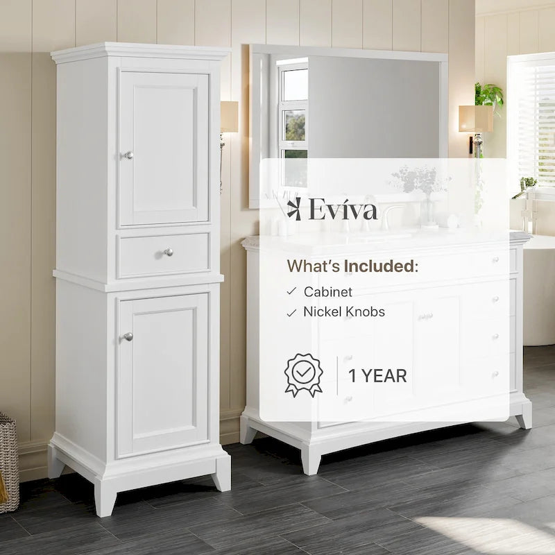 24-Inch White Freestanding Linen Cabinet