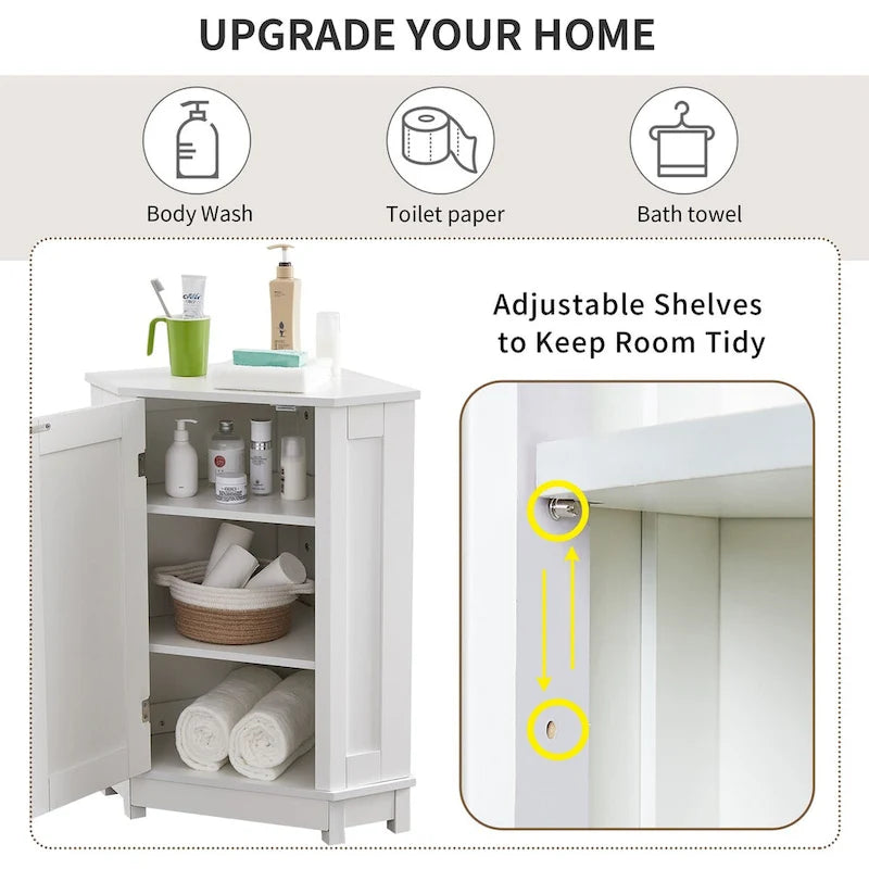 Moderner dreieckiger Eckschrank für das Badezimmer mit verstellbarem Einlegeboden aus MDF
